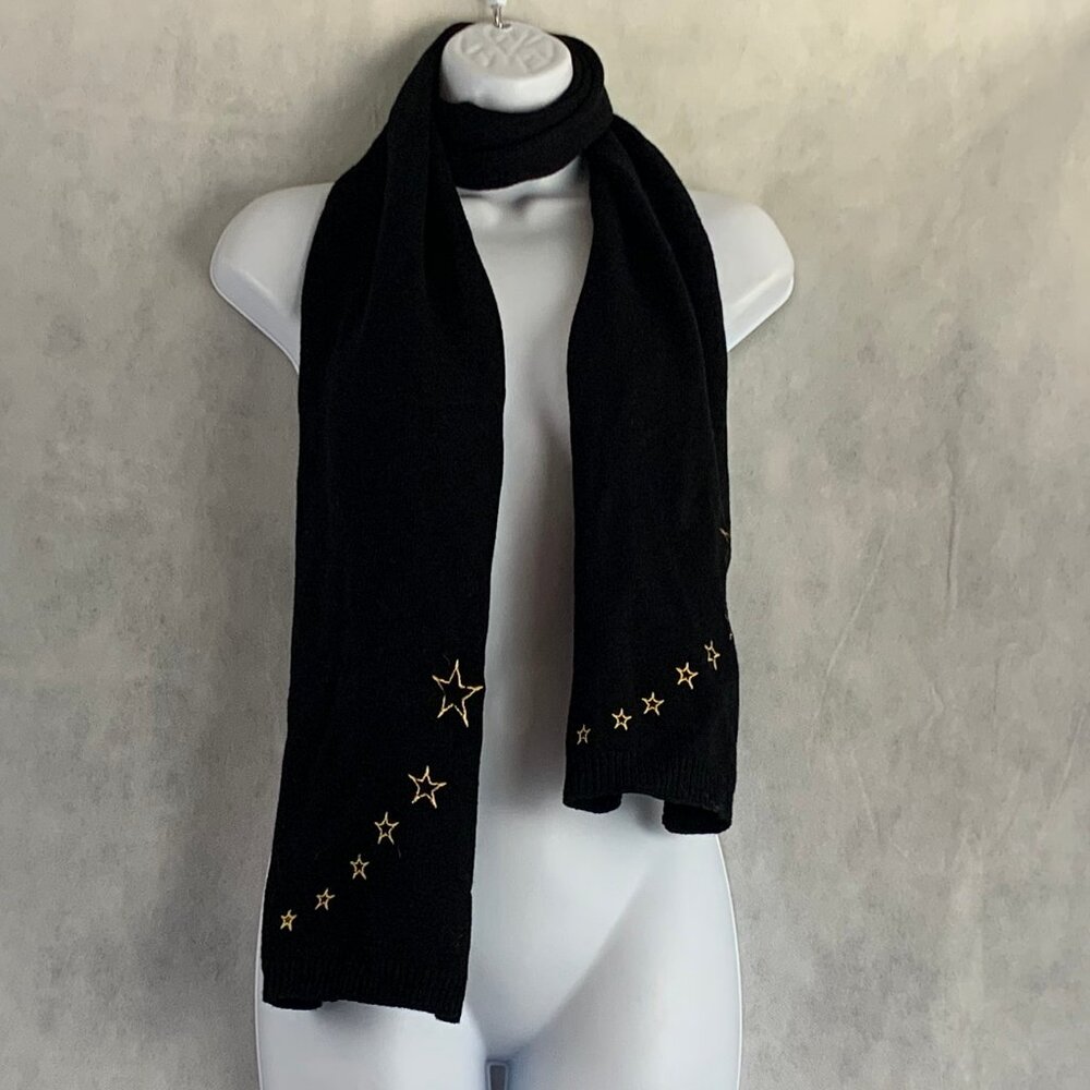Jenni by Jennifer Moore Women's Embroidered Stars Scarf, Black, One Size